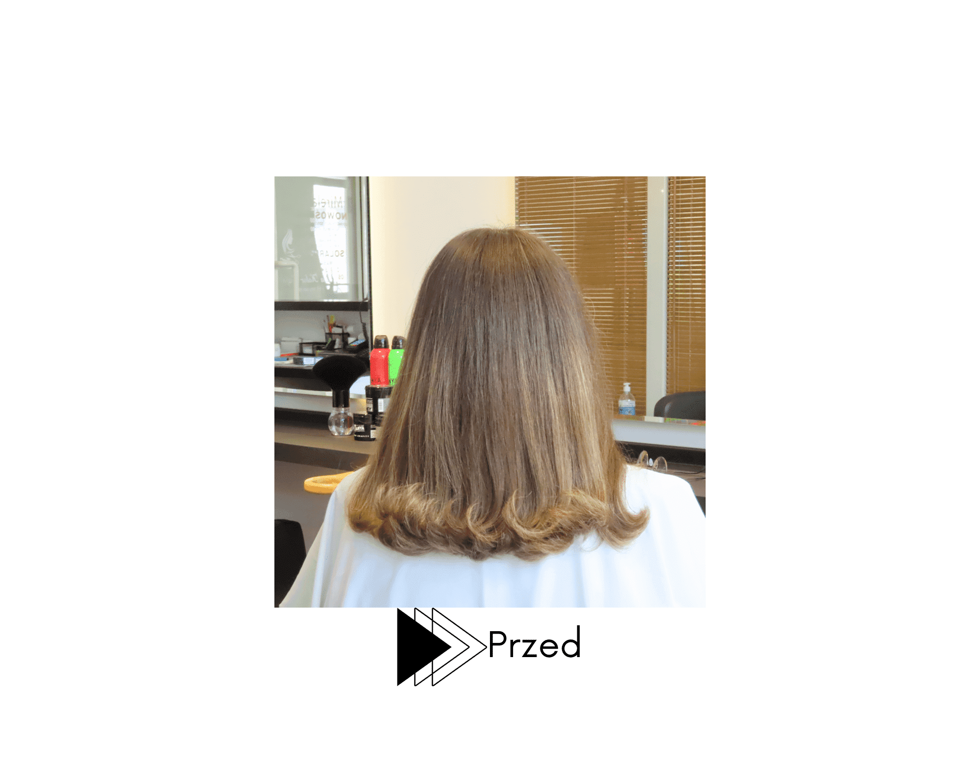 Stan włosów przed koloryzacją i strzyżeniem.