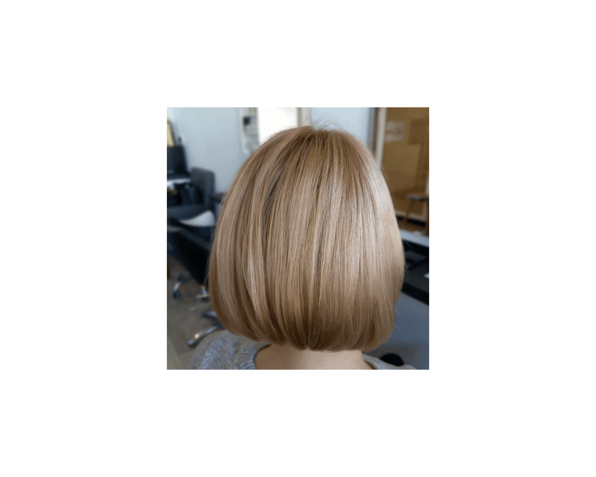 Koloryzacja jednolita z podcięciem końcówek.