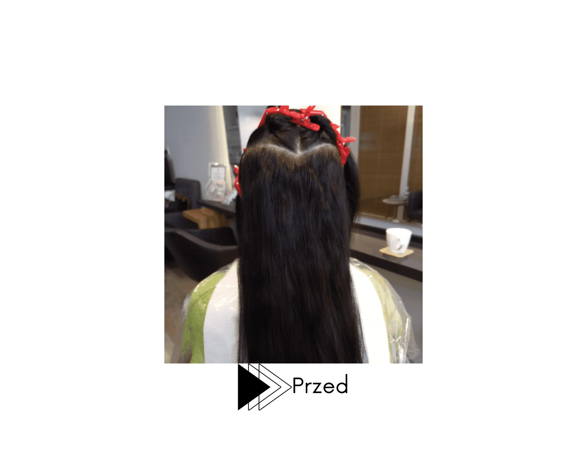 Stan włosów przed usługą fryzjerską.
