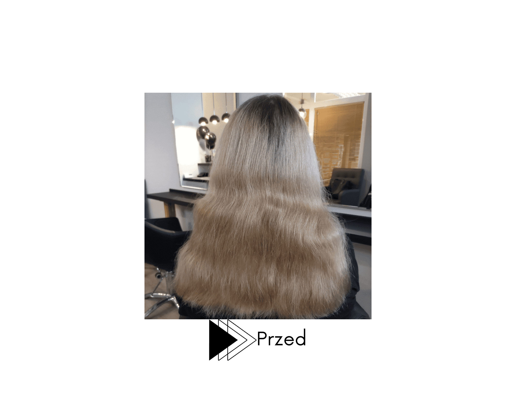 Stan włosów przed usługą fryzjerską.