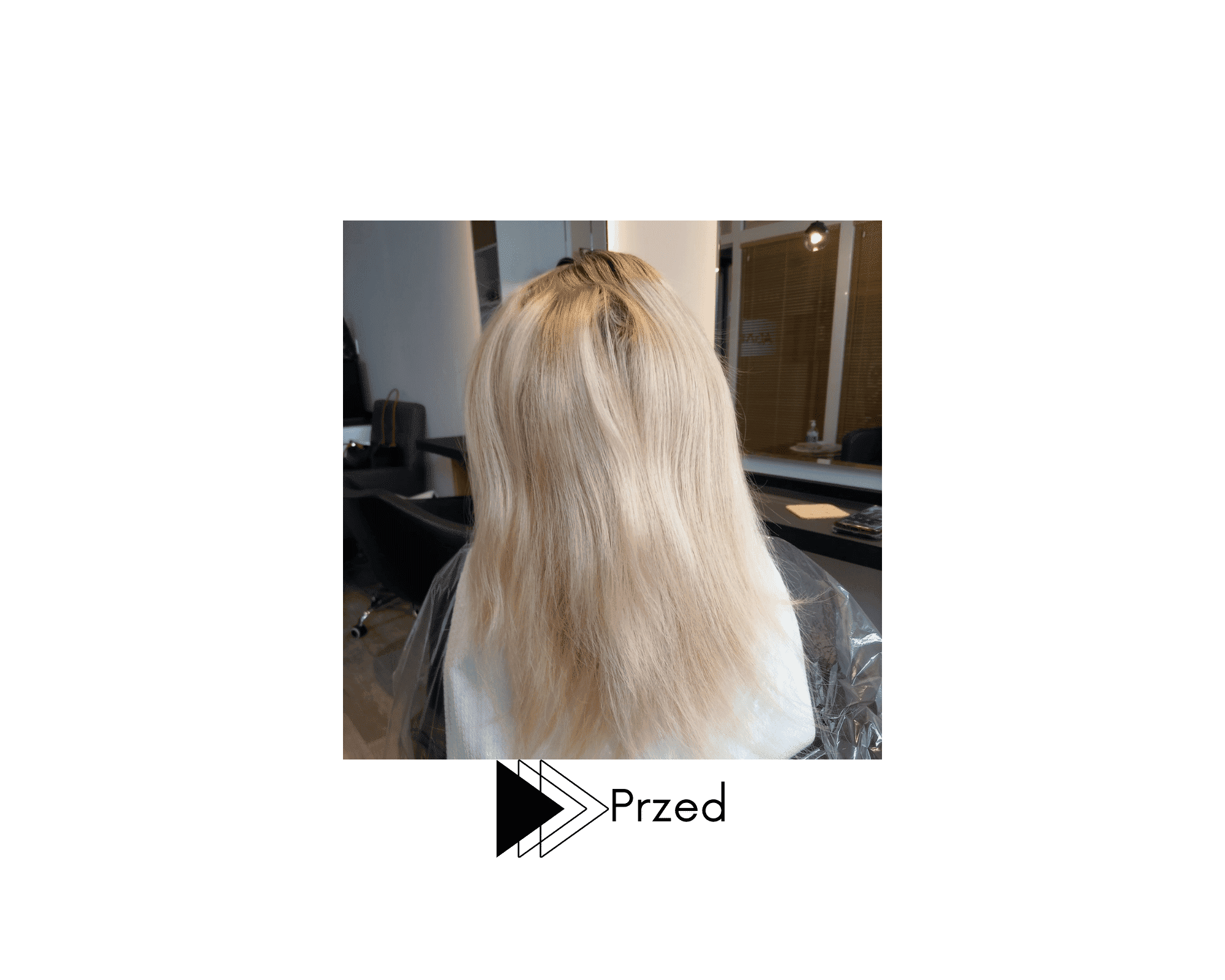 Stan włosów przed usługą fryzjerską.