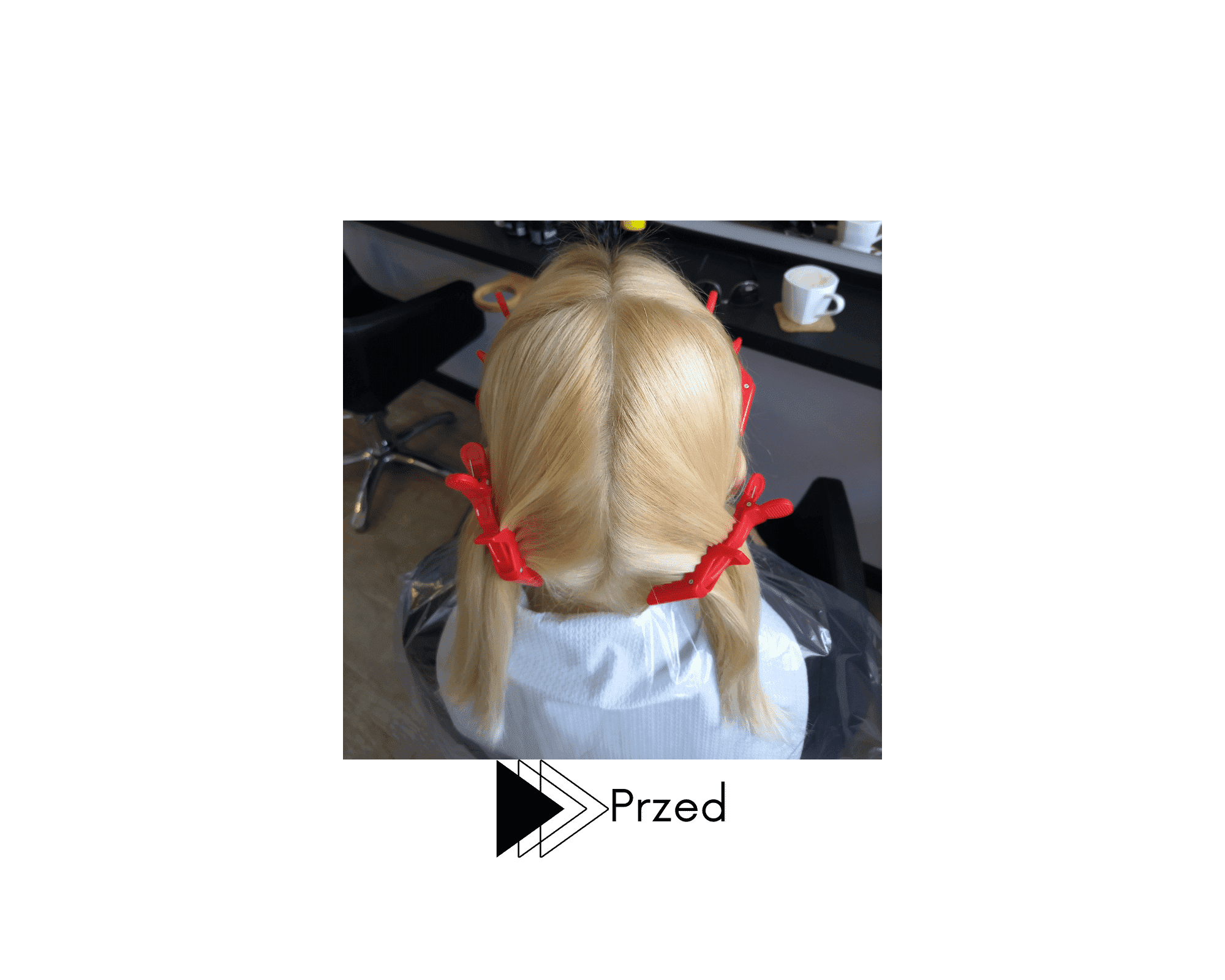 Stan włosów przed usługą fryzjerską.